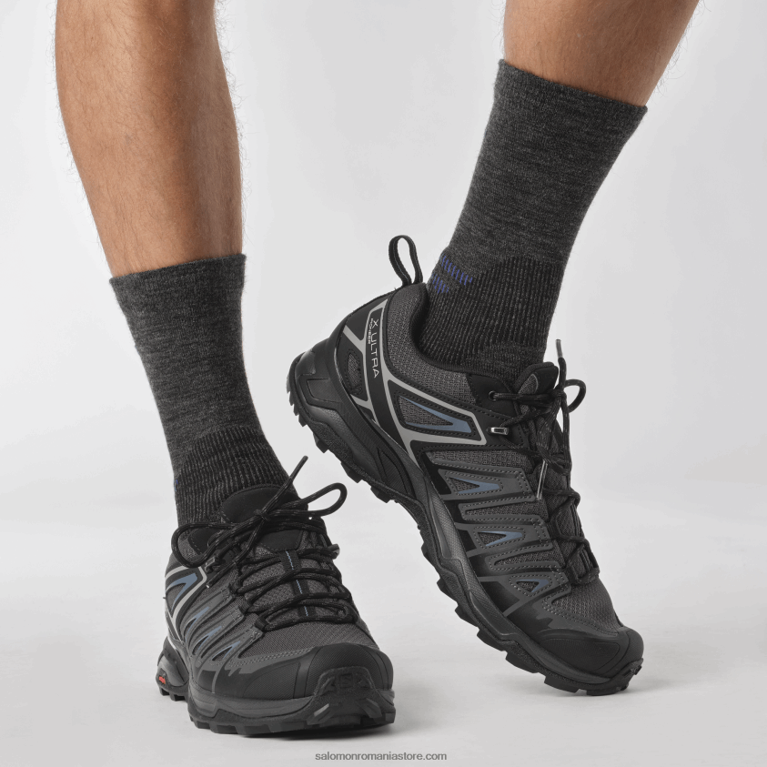 Salomon cenușă neagră/abanos/albastru pantofi de drumeție pentru bărbați - x ultra pioneer aero 6D8X2J21
