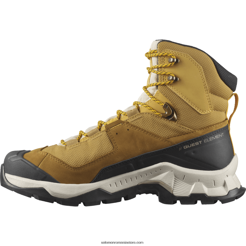 Salomon chimen/nisip albit/șofran ghete de drumeție din piele pentru bărbați - quest element gore-tex 6D8X2J50
