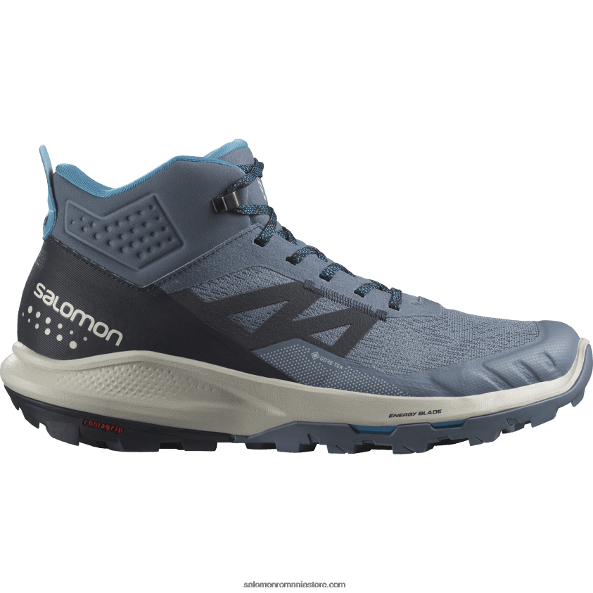 Salomon china blue/carbon/roca lunară ghete de drumeție pentru bărbați - outpulse mid gore-tex 6D8X2J32