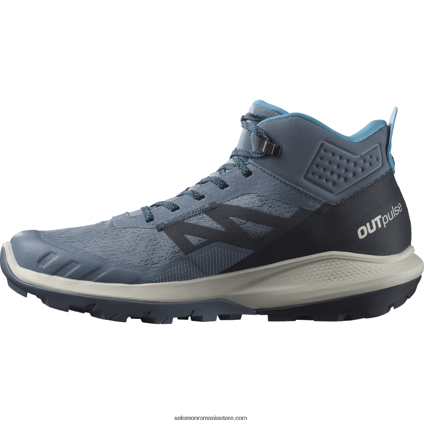 Salomon china blue/carbon/roca lunară ghete de drumeție pentru bărbați - outpulse mid gore-tex 6D8X2J32