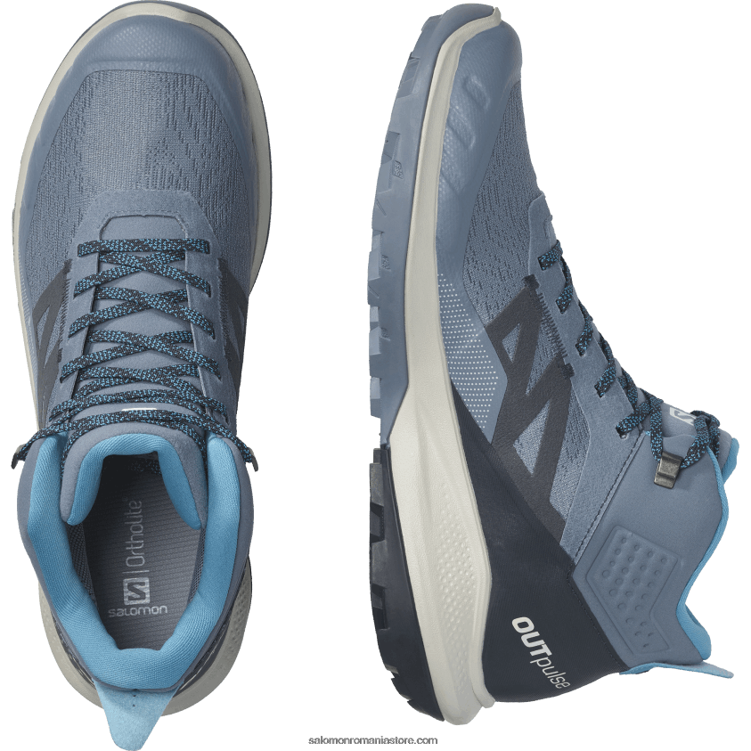 Salomon china blue/carbon/roca lunară ghete de drumeție pentru bărbați - outpulse mid gore-tex 6D8X2J32