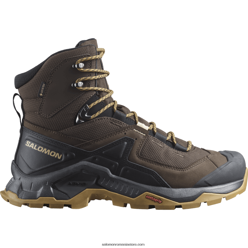 Salomon delicios/negru/aur plictisitor ghete de drumeție din piele pentru bărbați - quest element gore-tex 6D8X2J49