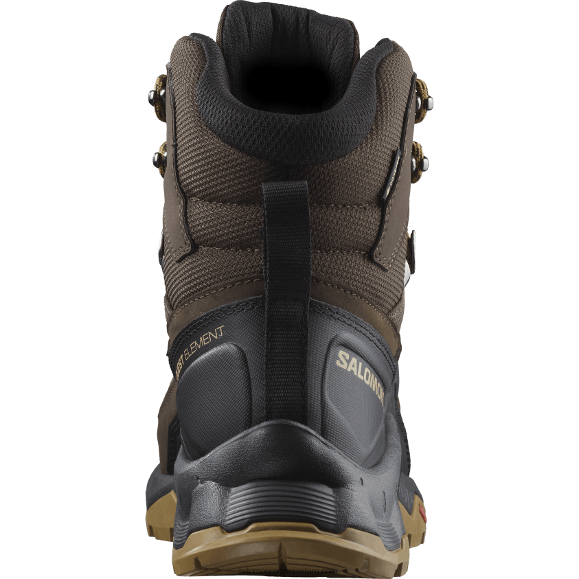 Salomon delicios/negru/aur plictisitor ghete de drumeție din piele pentru bărbați - quest element gore-tex 6D8X2J49