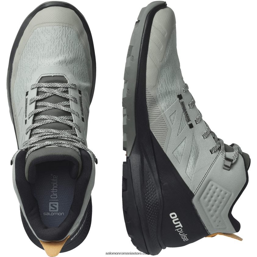 Salomon fier forjat/negru/portocaliu vibrant ghete de drumeție pentru bărbați - outpulse mid gore-tex 6D8X2J31
