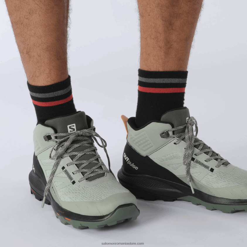 Salomon fier forjat/negru/portocaliu vibrant ghete de drumeție pentru bărbați - outpulse mid gore-tex 6D8X2J31