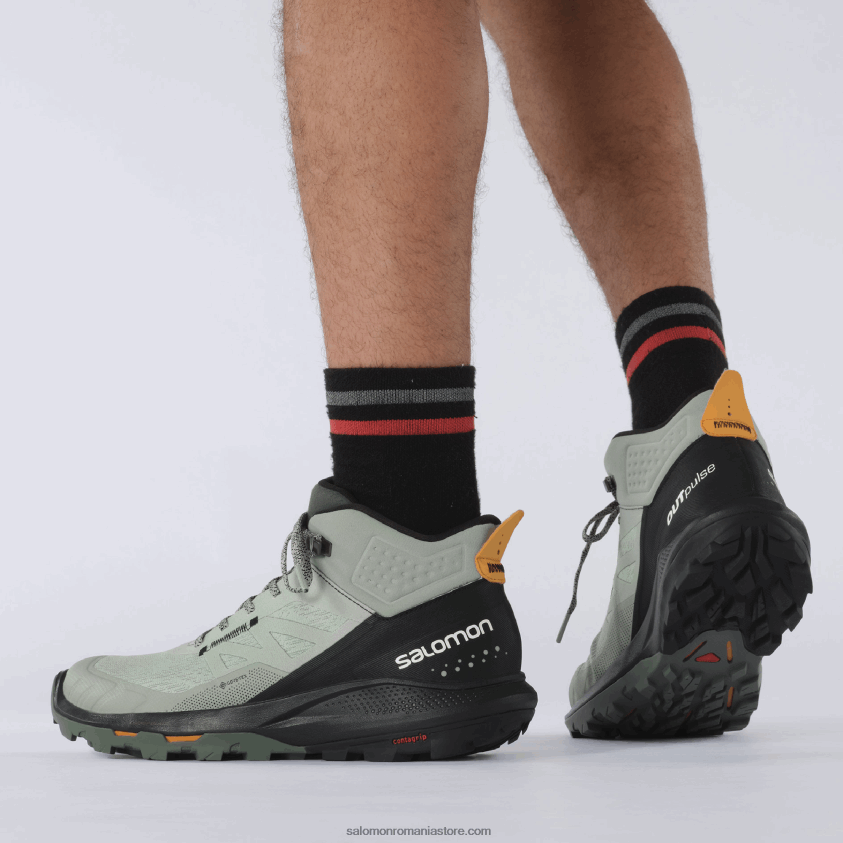 Salomon fier forjat/negru/portocaliu vibrant ghete de drumeție pentru bărbați - outpulse mid gore-tex 6D8X2J31