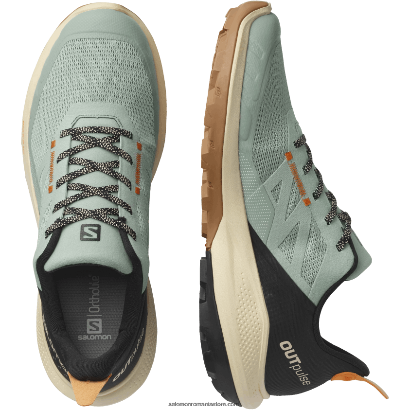 Salomon fier forjat/nisip albit/portocaliu vibrant pantofi de drumeție pentru bărbați - outpulse 6D8X2J29