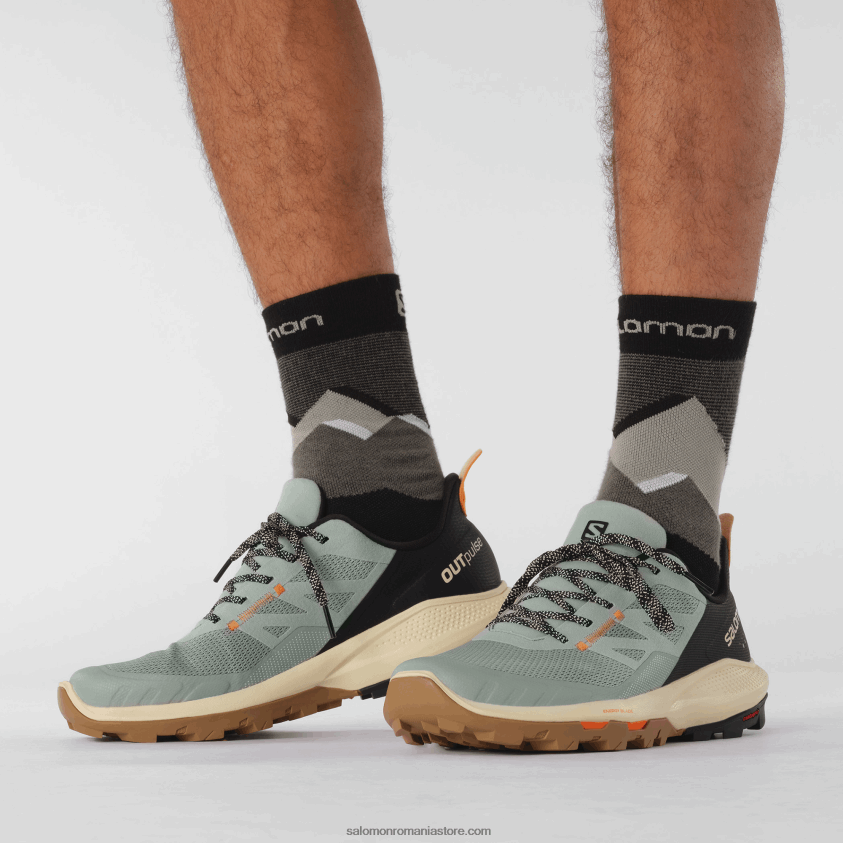 Salomon fier forjat/nisip albit/portocaliu vibrant pantofi de drumeție pentru bărbați - outpulse 6D8X2J29