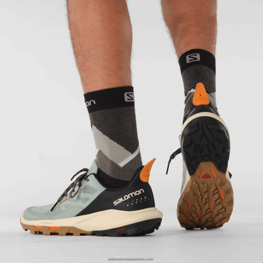 Salomon fier forjat/nisip albit/portocaliu vibrant pantofi de drumeție pentru bărbați - outpulse 6D8X2J29