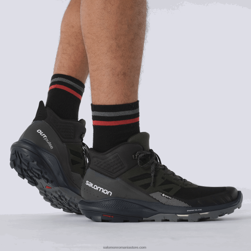 Salomon gheață neagră/abanos/vanilie ghete de drumeție pentru bărbați - outpulse mid gore-tex 6D8X2J33