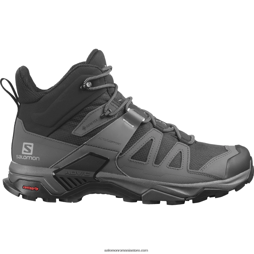 Salomon negru/magnet/albastru sidefat ghete de drumeție pentru bărbați - x ultra 4 mid wide gore-tex 6D8X2J42