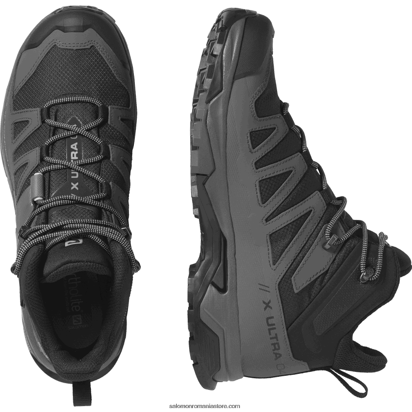 Salomon negru/magnet/albastru sidefat ghete de drumeție pentru bărbați - x ultra 4 mid wide gore-tex 6D8X2J42