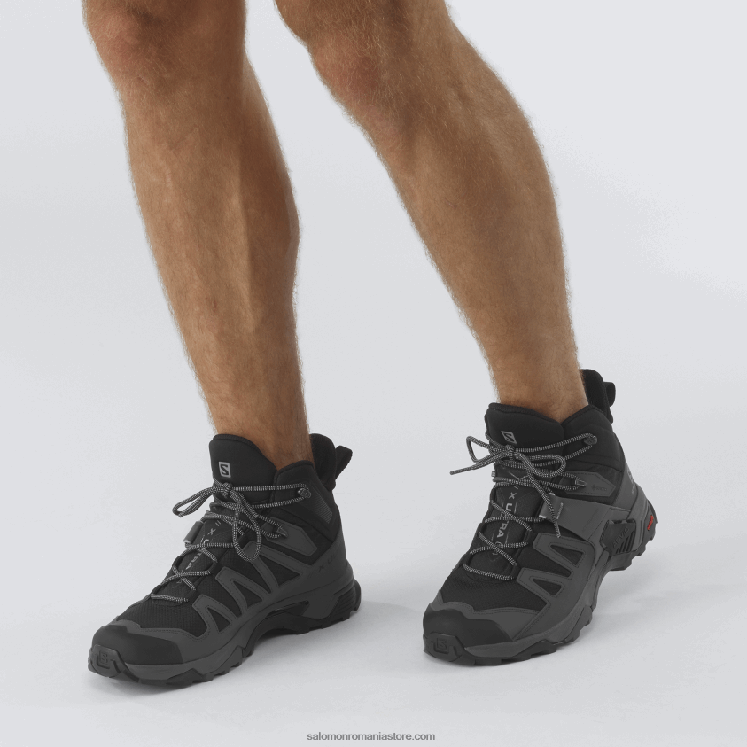 Salomon negru/magnet/albastru sidefat ghete de drumeție pentru bărbați - x ultra 4 mid wide gore-tex 6D8X2J42