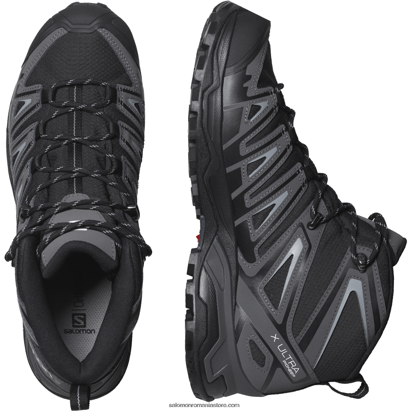 Salomon negru/magnet/monument ghete de drumeție pentru bărbați - x ultra pioneer mid clima waterproof 6D8X2J40