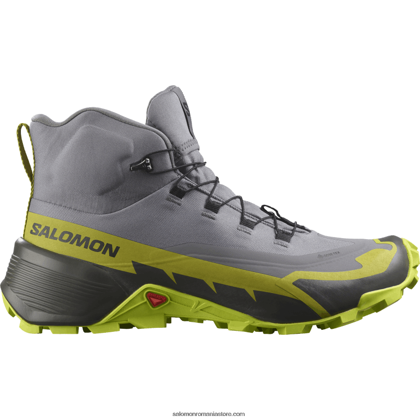 Salomon nuanță liniștită/lai acid/lai auriu ghete de drumeție pentru bărbați - cross hike 2 mid gore-tex 6D8X2J35