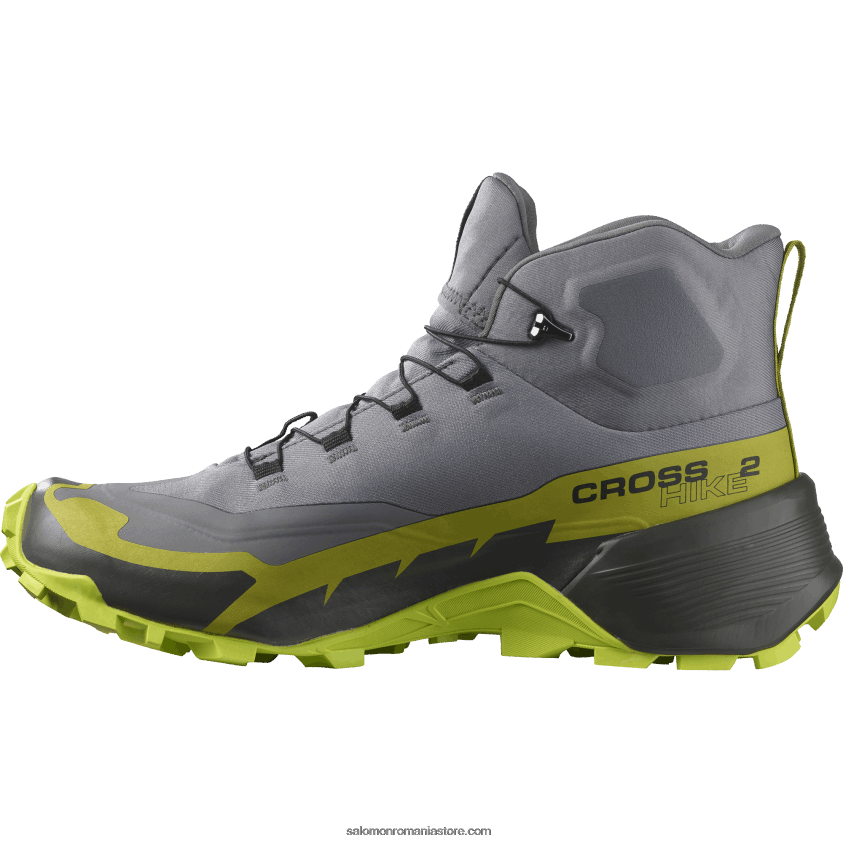 Salomon nuanță liniștită/lai acid/lai auriu ghete de drumeție pentru bărbați - cross hike 2 mid gore-tex 6D8X2J35