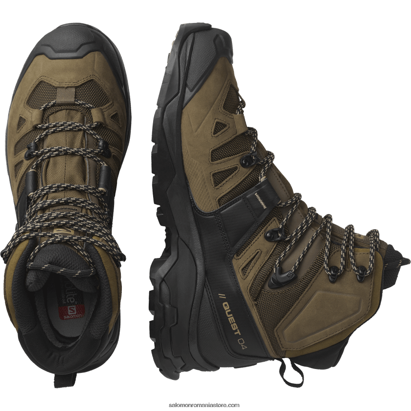 Salomon palmier deșert/negru/varec ghete de drumeție din piele pentru bărbați - quest 4 gore-tex 6D8X2J6