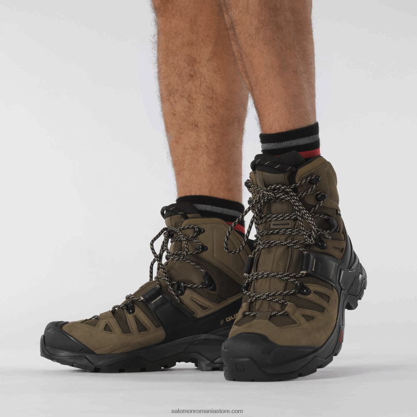 Salomon palmier deșert/negru/varec ghete de drumeție din piele pentru bărbați - quest 4 gore-tex 6D8X2J6