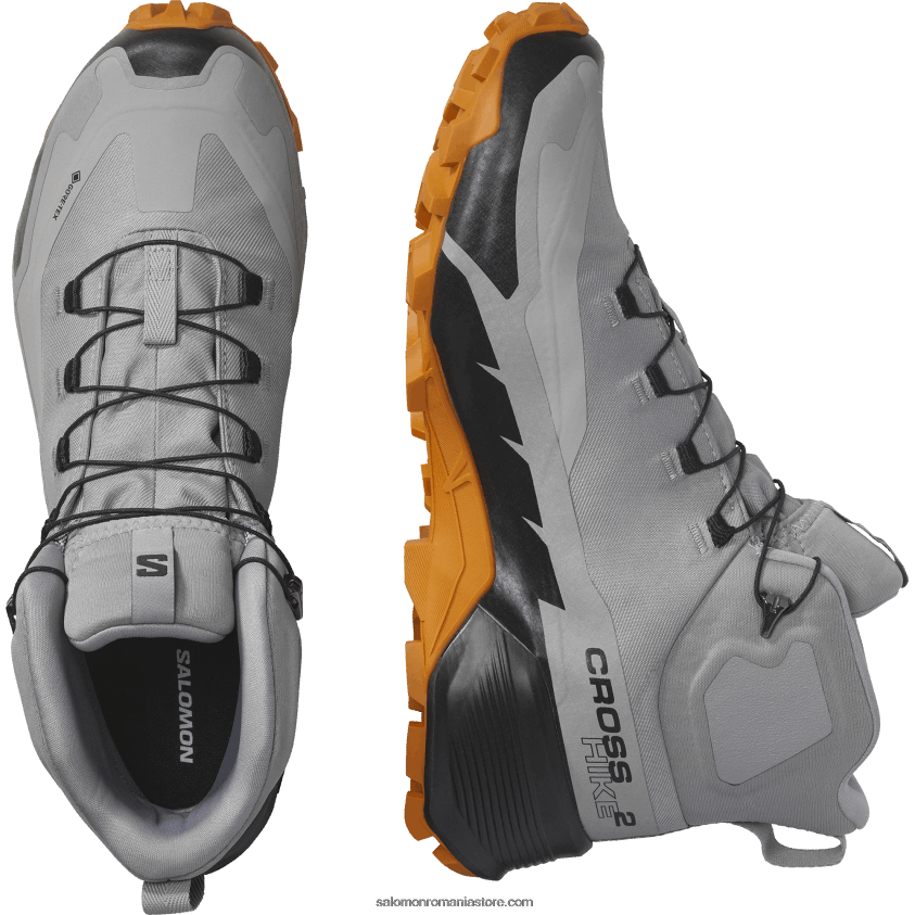 Salomon pescăruş/marmeladă/negru ghete de drumeție pentru bărbați - cross hike 2 mid gore-tex 6D8X2J37