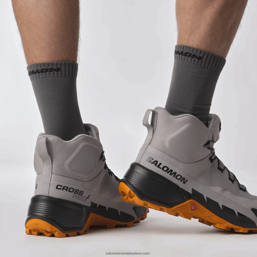 Salomon pescăruş/marmeladă/negru ghete de drumeție pentru bărbați - cross hike 2 mid gore-tex 6D8X2J37