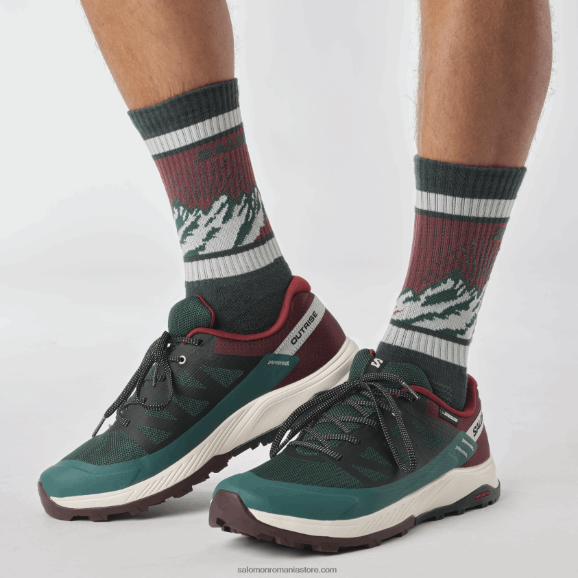 Salomon pin ponderosa/ciocolată amară/gheață de vanilie pantofi de drumeție pentru bărbați - outrise clima waterproof 6D8X2J55