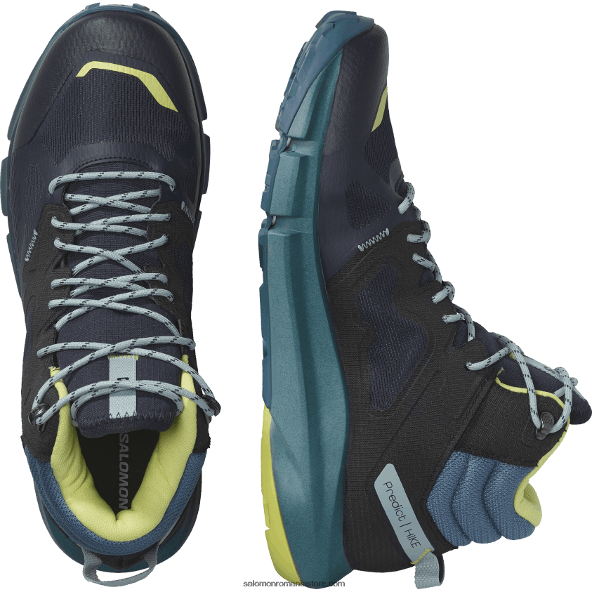 Salomon safir închis/cenuşă albastră/lai însorit cizme de drumeție pentru bărbați - predict hike mid gore-tex 6D8X2J56