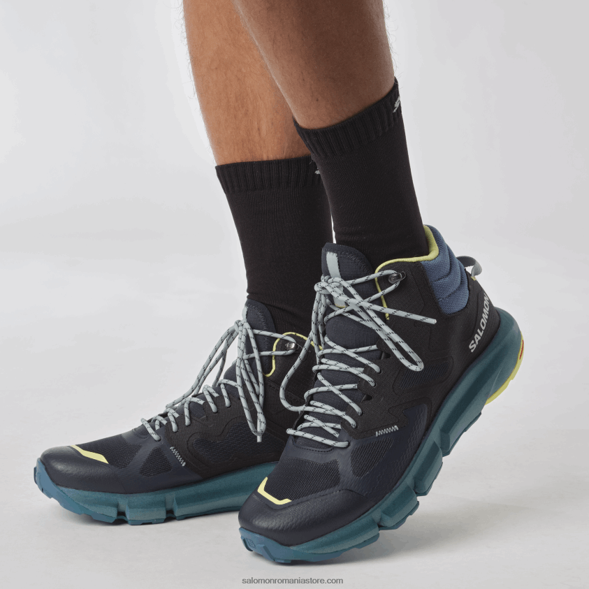 Salomon safir închis/cenuşă albastră/lai însorit cizme de drumeție pentru bărbați - predict hike mid gore-tex 6D8X2J56