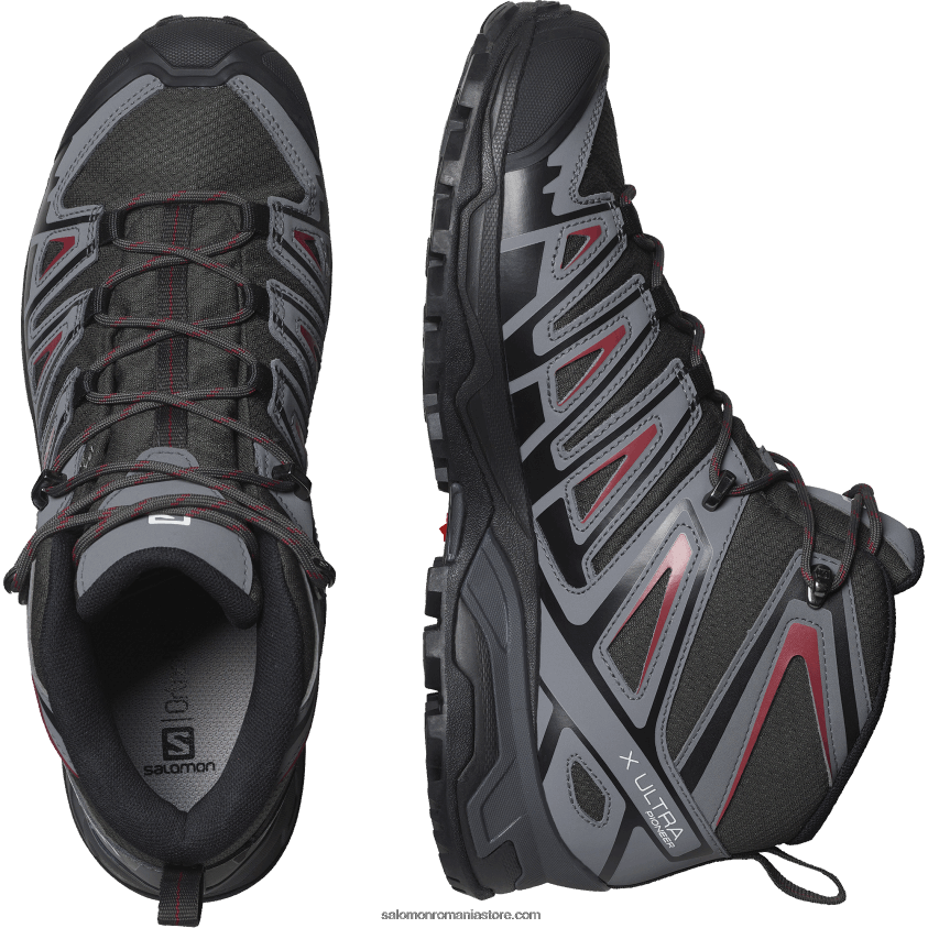Salomon turbă/nuanță liniștită/roșu bicicletă ghete de drumeție pentru bărbați - x ultra pioneer mid clima waterproof 6D8X2J39