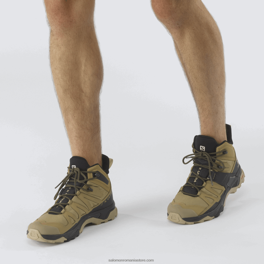 Salomon varec/negru/safari ghete de drumeție pentru bărbați - x ultra 4 mid gore-tex 6D8X2J12