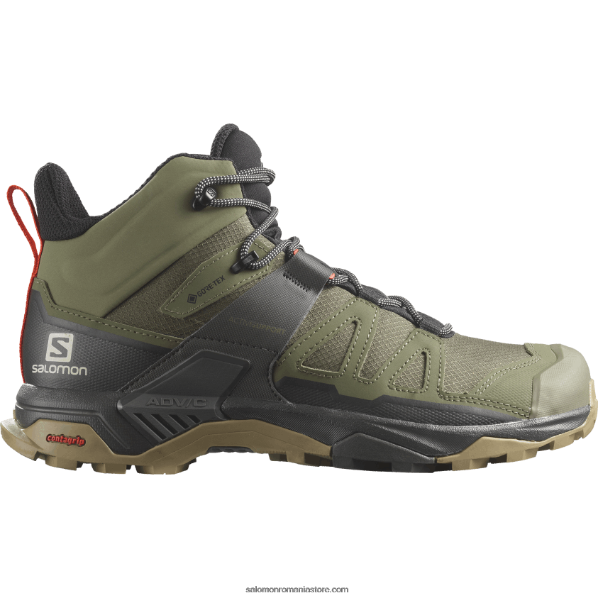 Salomon verde lichen profund/turbă/varec ghete de drumeție pentru bărbați - x ultra 4 mid gore-tex 6D8X2J9