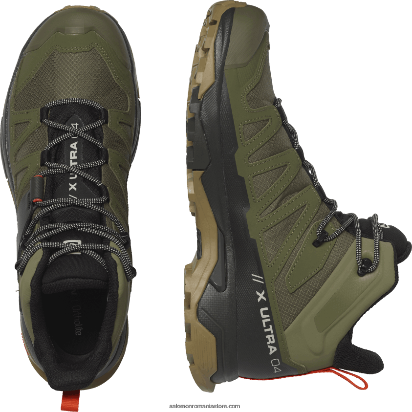 Salomon verde lichen profund/turbă/varec ghete de drumeție pentru bărbați - x ultra 4 mid gore-tex 6D8X2J9