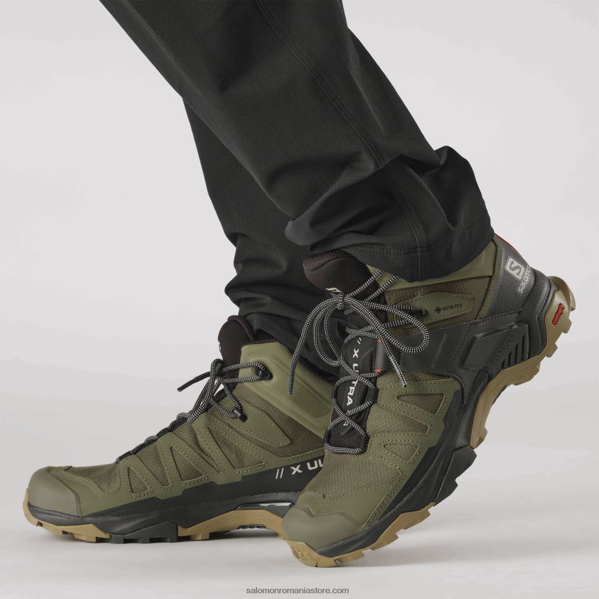 Salomon verde lichen profund/turbă/varec ghete de drumeție pentru bărbați - x ultra 4 mid gore-tex 6D8X2J9