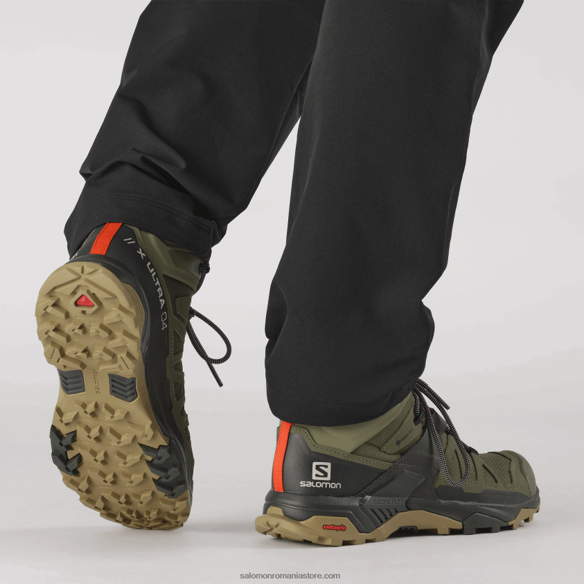 Salomon verde lichen profund/turbă/varec ghete de drumeție pentru bărbați - x ultra 4 mid gore-tex 6D8X2J9