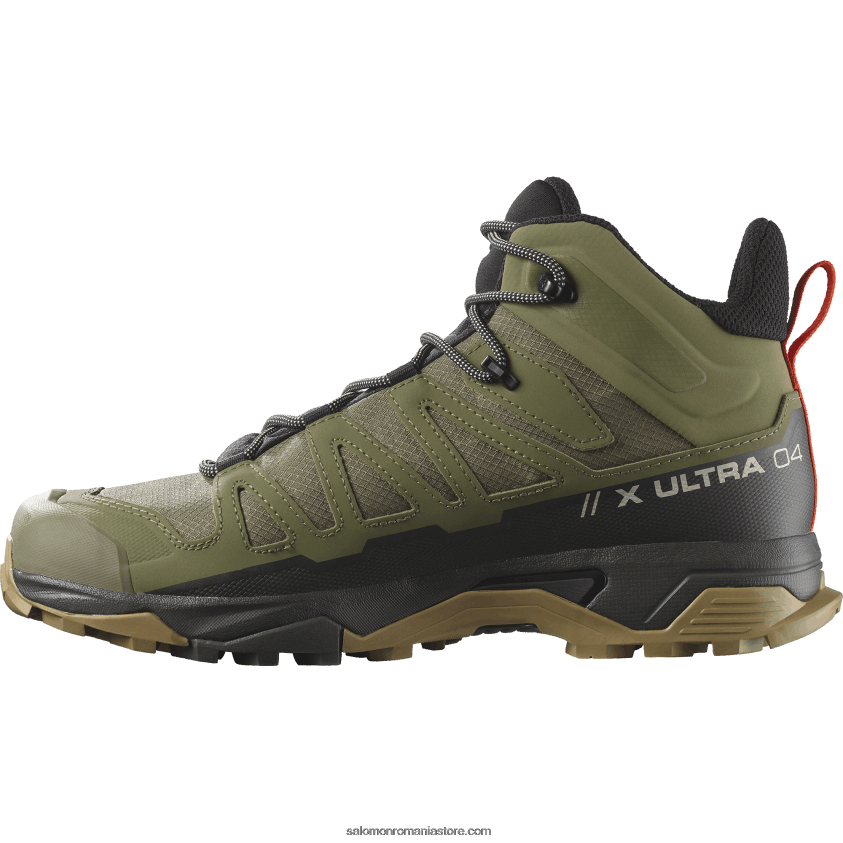 Salomon verde lichen profund/turbă/varec ghete de drumeție pentru bărbați - x ultra 4 mid wide gore-tex 6D8X2J43