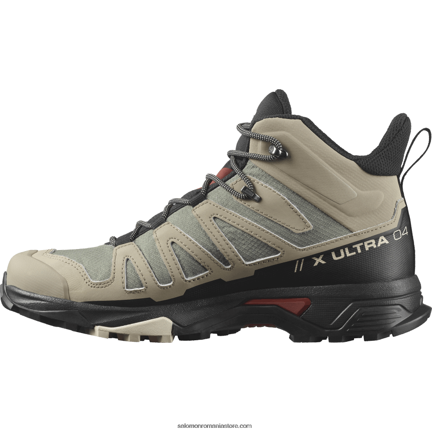 Salomon vintage kaki/negru/henna ars ghete de drumeție pentru bărbați - x ultra 4 mid gore-tex 6D8X2J11