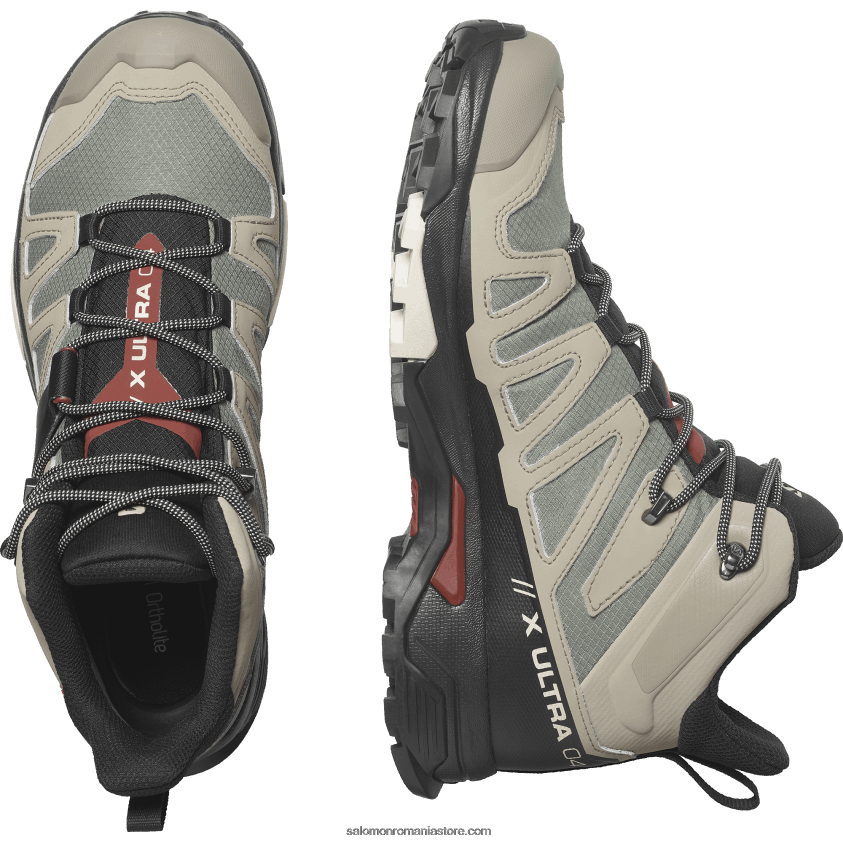 Salomon vintage kaki/negru/henna ars ghete de drumeție pentru bărbați - x ultra 4 mid gore-tex 6D8X2J11