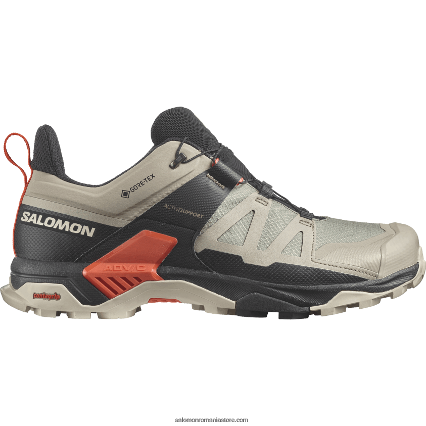 Salomon vintage kaki/negru/roșii cherry pantofi de drumeție pentru bărbați - x ultra 4 gore-tex 6D8X2J18