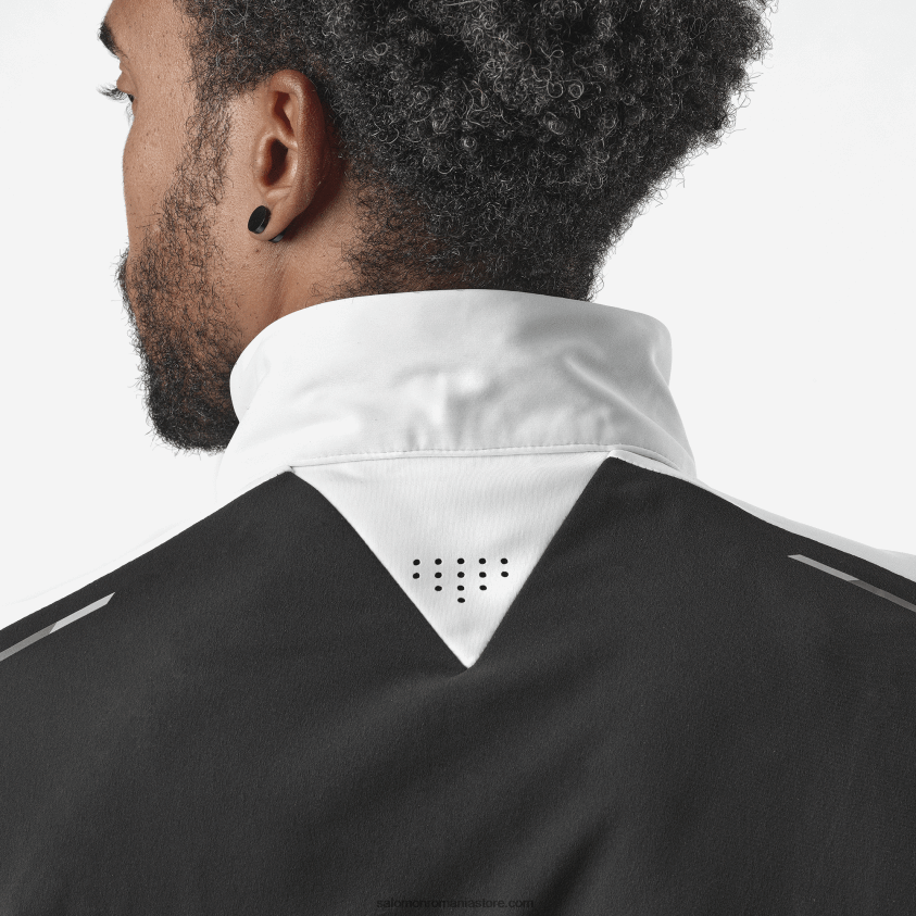 Salomon alb/negru adânc jachetă de vânt pentru bărbați - gore-tex infinium windstopper 6D8X2J734