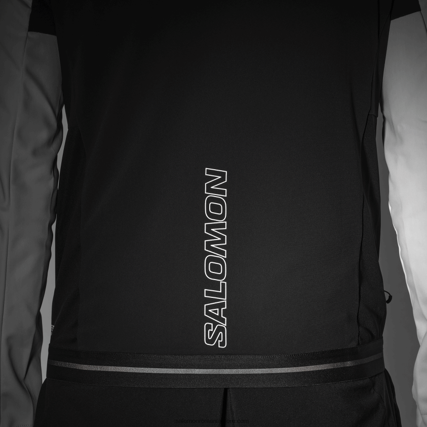 Salomon alb/negru adânc jachetă de vânt pentru bărbați - gore-tex infinium windstopper 6D8X2J734