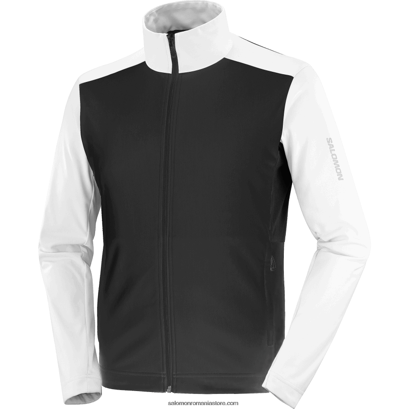 Salomon alb/negru adânc jachetă de vânt pentru bărbați - gore-tex infinium windstopper 6D8X2J734