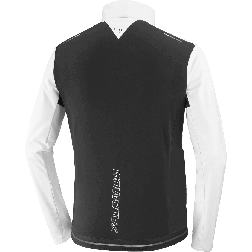 Salomon alb/negru adânc jachetă de vânt pentru bărbați - gore-tex infinium windstopper 6D8X2J734