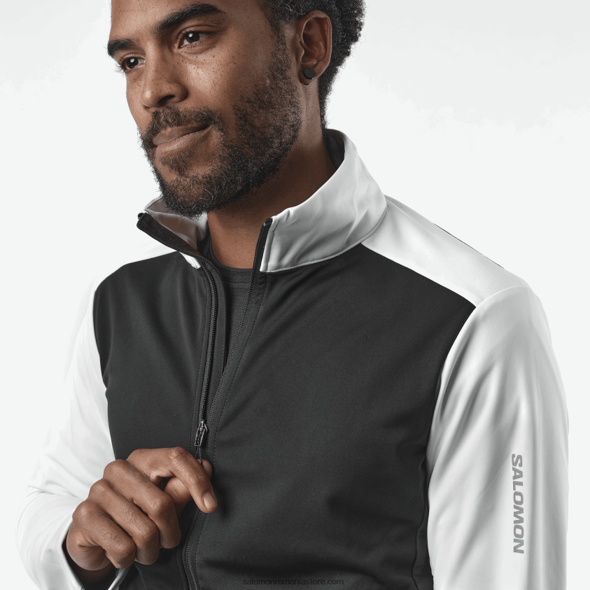 Salomon alb/negru adânc jachetă de vânt pentru bărbați - gore-tex infinium windstopper 6D8X2J734