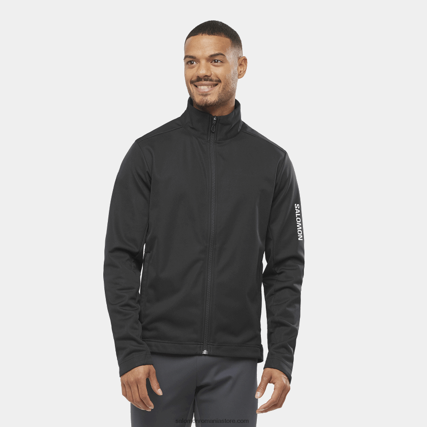 Salomon negru adânc jachetă de vânt pentru bărbați - gore-tex infinium windstopper 6D8X2J733