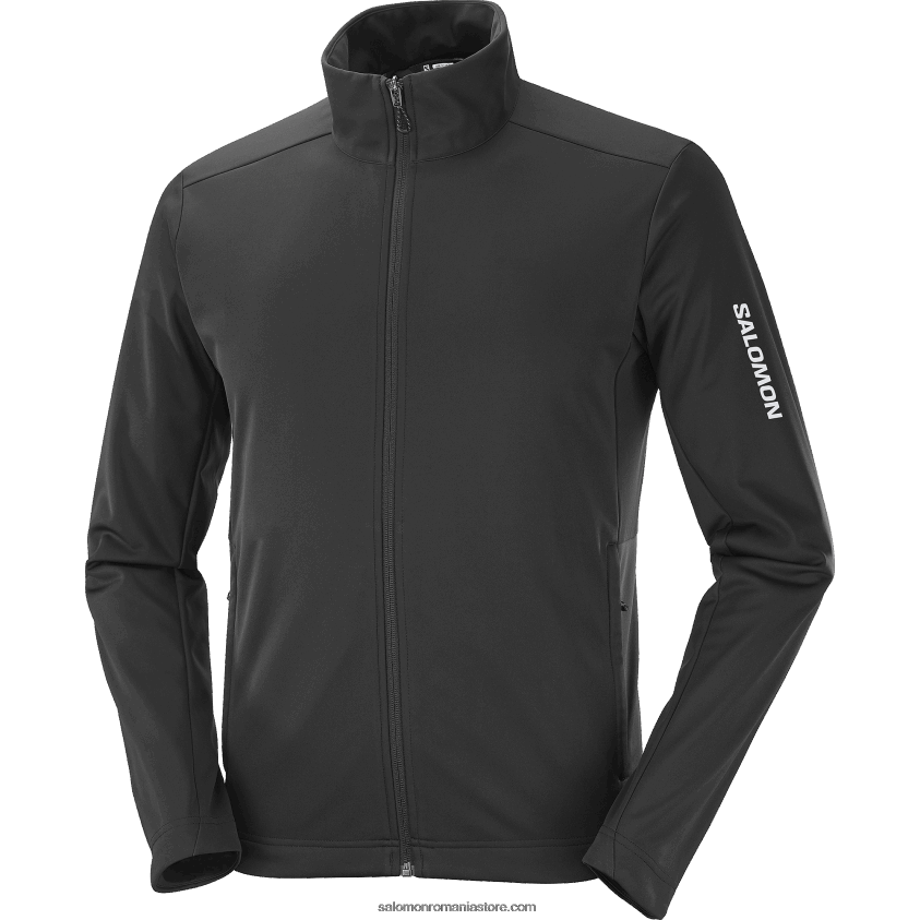 Salomon negru adânc jachetă de vânt pentru bărbați - gore-tex infinium windstopper 6D8X2J733