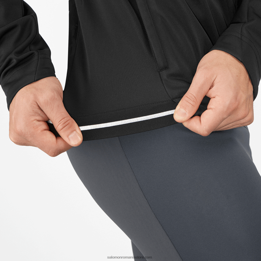 Salomon negru adânc jachetă de vânt pentru bărbați - gore-tex infinium windstopper 6D8X2J733