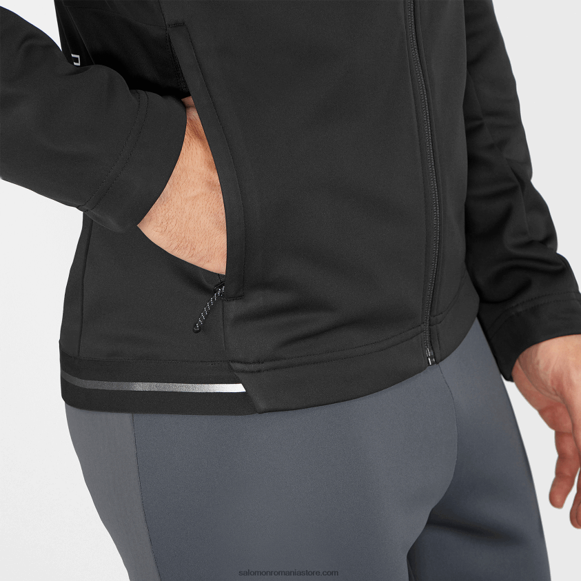 Salomon negru adânc jachetă de vânt pentru bărbați - gore-tex infinium windstopper 6D8X2J733