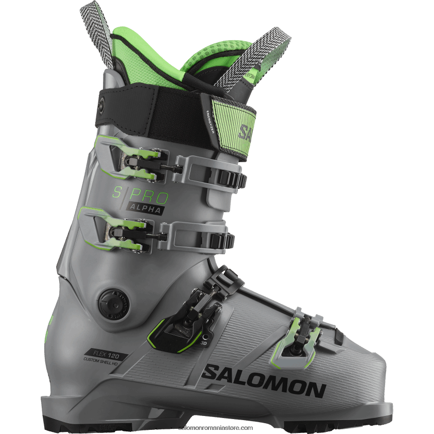 Salomon gri oțel/verde neon pastel 1/negru ghete pe pista pentru barbati - s/pro alpha 120 6D8X2J1230