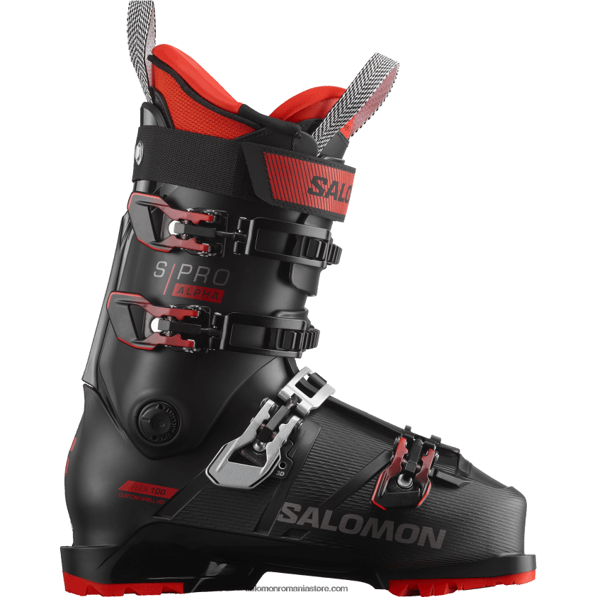 Salomon negru/rosu ghete pe pista pentru barbati - s/pro alpha 100 6D8X2J1235
