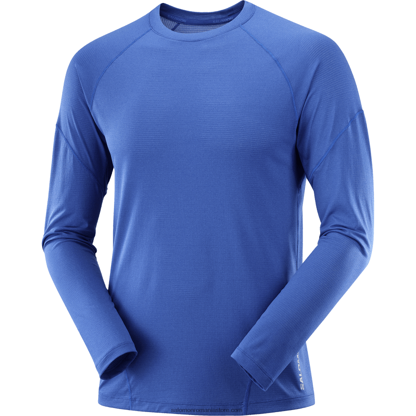 Salomon albastru nautic tricou bărbați cu mânecă lungă - cross run 6D8X2J541