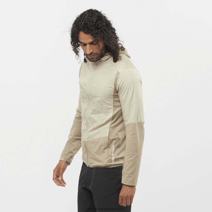 Salomon caju prăjit/plaza taupe jachetă pentru bărbați cu strat intermediar cu glugă - contur hibrid all season 6D8X2J558